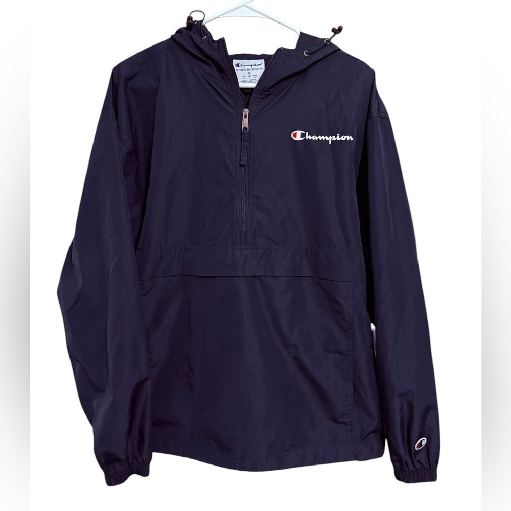 Champion Navy Pullover Hooded Windbreaker Jacket Medium NWOT